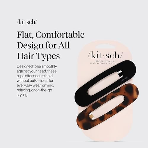Kitsch Flat Hair Clips for Women Strong Hold No Slip Grip Flat Claw Clips For Secure and Comfortable Look Durable Recycl