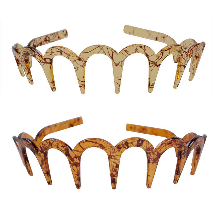 Fodattm 2PCS Zig Zag Shark Tooth Hairband Plastic Headband Hair Comb Womens Hair Hoop Accessories D