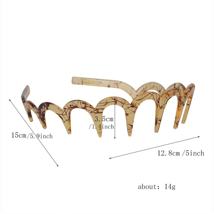 Fodattm 2PCS Zig Zag Shark Tooth Hairband Plastic Headband Hair Comb Womens Hair Hoop Accessories D
