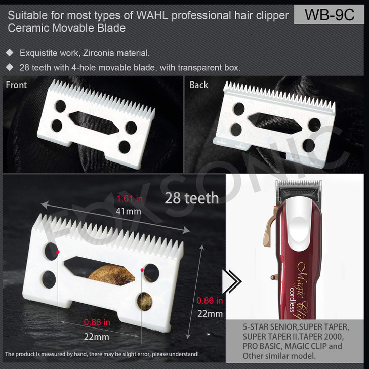 FOXSONIC Professional 2Hole Clipper Blades Ceramic Replacement Blades for Wahl Senior Cordless Clipper