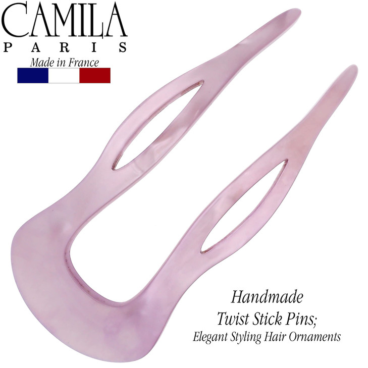 Camila Paris CP3415 French Twist Stick Clip Pins Purple Wavy Hair Pin UShaped Hair Fork for Girls Spiral Updo Chignon Bu