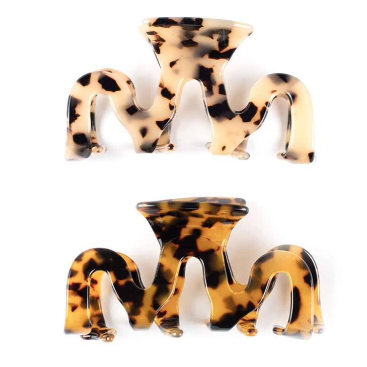 Large Hair Claw Clips Cutout Tortoise Shell Celluloid Hair Jaw Clips Hair Clamps for Women Ladies 2 Pack