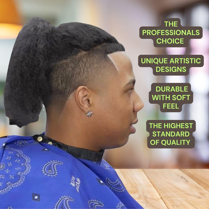 Bandana Barber Cape Waterproof Barber Salon Cape Hair Resistant Barber Cape for Men Adjustable Neck Closure Fits All Blu