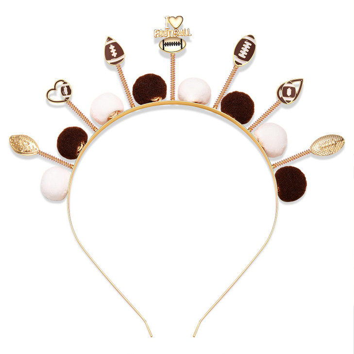 boderier Game Day Sports Hairband Hair Accessories for WomenFootball Baseball Headband Head Bopper Pompom Tiara Headband