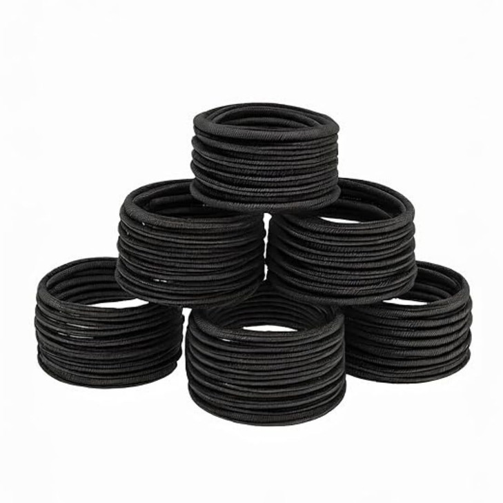 Neva Nude No Damage Elastic Black Hair Tie Bands 100 Pack Stylish Durable 4mm Hair Ties Snag Free Gentle for Thin Thick