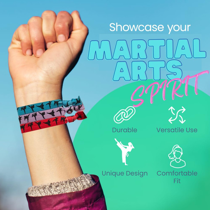 Sportybella Multicolored Karate Hair Ties Martial Arts Hair Accessories For Girls No Crease No Tug Elastic Hair Ties Set
