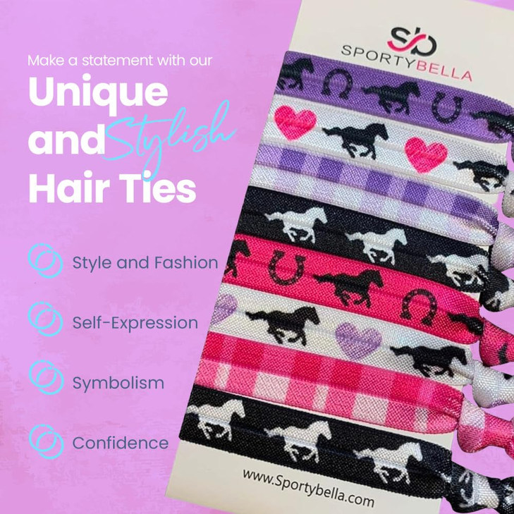 Infinity Collection Horse Hair Ties 8pcs PinkPurple Hair Accessories for Girls No Crease No Tug Hair Elastics Set Equest
