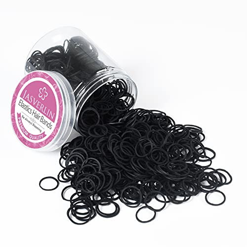 JASVERLIN Small Rubber Bands for Hair Black Mini Hair Ties Elastics Bands for Little Girls Baby Toddler Braids Styling A