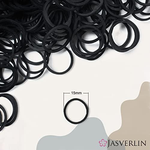 JASVERLIN Small Rubber Bands for Hair Black Mini Hair Ties Elastics Bands for Little Girls Baby Toddler Braids Styling A