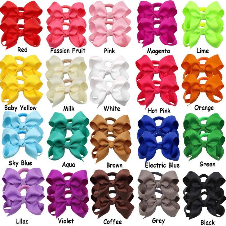 CLLOT 40Pcs Boutique Hair Bows Elastic Ties Kids Children Rubber Bands Ponytail Holders Hair Bands For Baby Girls Teens