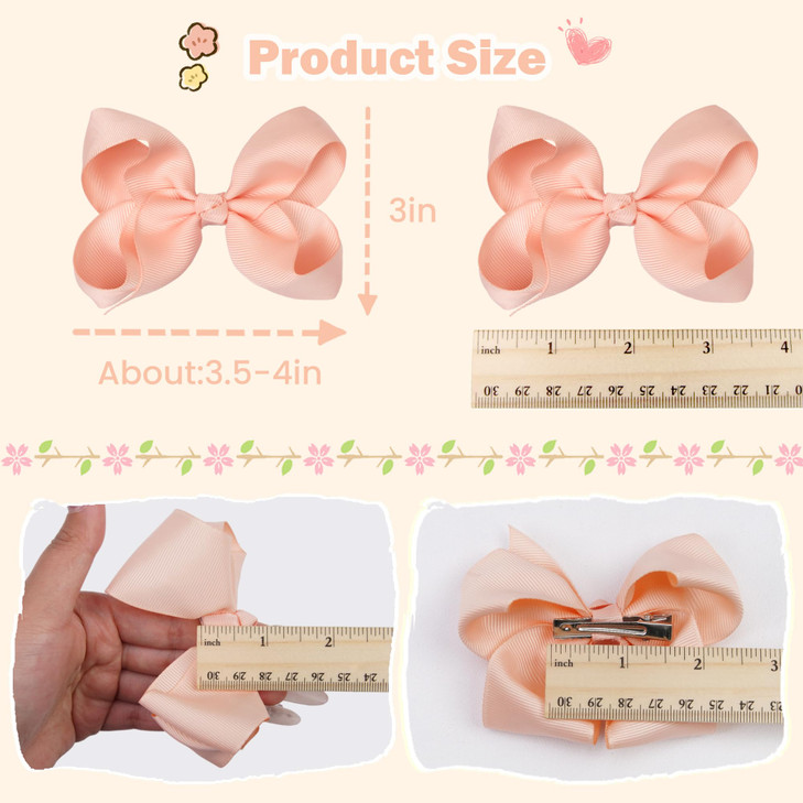 CLLOT 40 Pcs 45 Inch Hair Bows for Girls Clips Grosgrain Ribbon Boutique Hair Bow Alligator Clips For Girls Teens Toddle