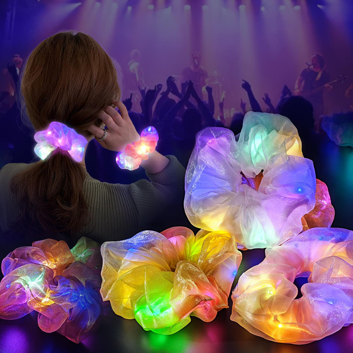 MUYANN Light Up Scrunchies Hair 80s Valentines Day LED Hair Accessories for Women Mothers Day Gift Hair Ties Bands Girl