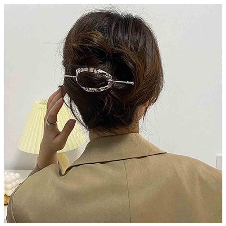 Sttiafay Vintage Geometric Silver Oval Metal Hair Clip Barrette Accessories for Women and Girls