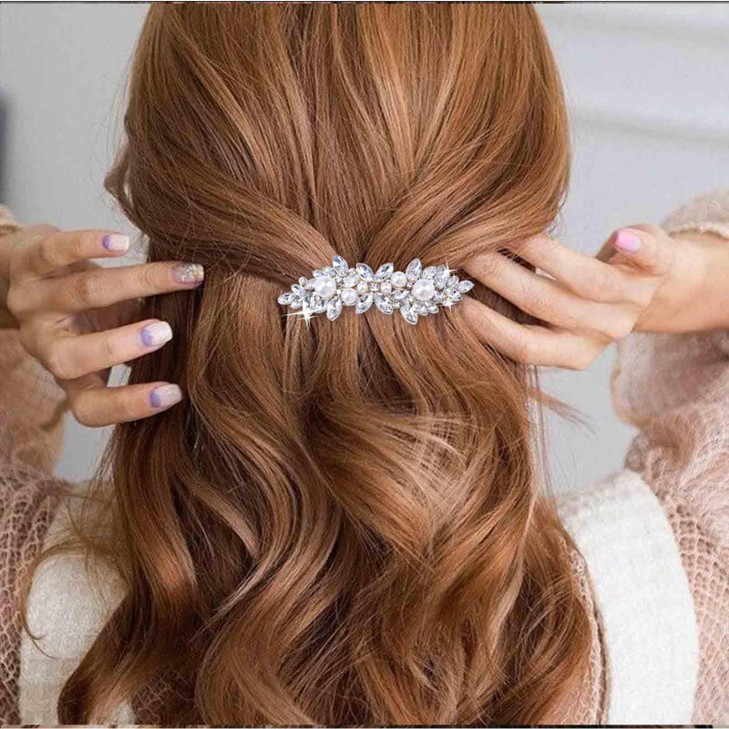 Andelaisi Vintage Rhinestone Hair Clip Gold Cz Pearls Hair Barrettes Pearl Barrette Head Clips Crystal Pearls Hairclip D