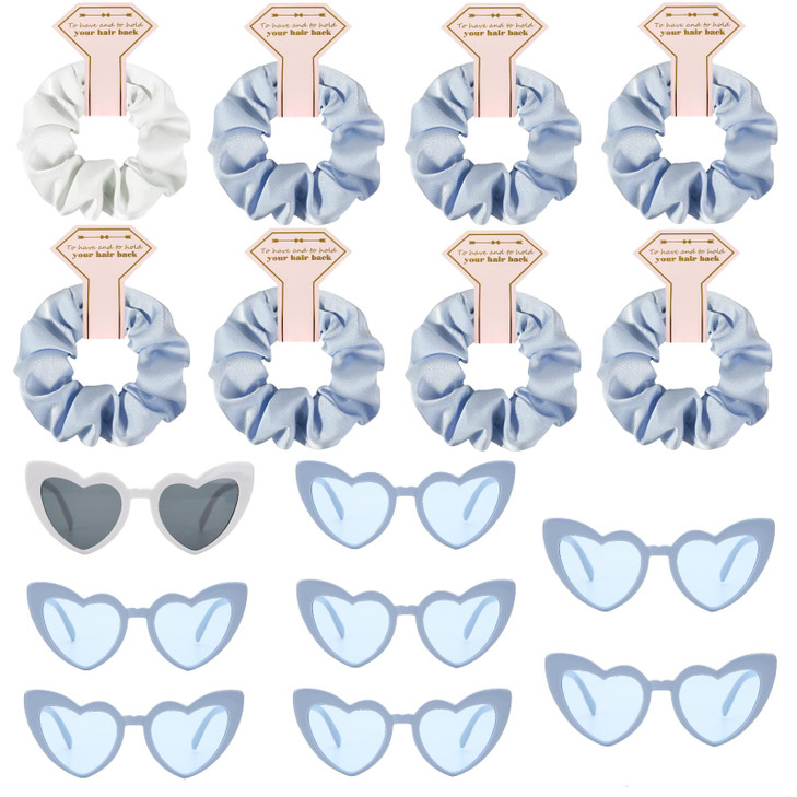 Loanzeg Satin Bridesmaid Scrunchies Bachelorette Hair Ties Set of 6 sunglasses Bridal Shower No Damage Hairties ideas Gi