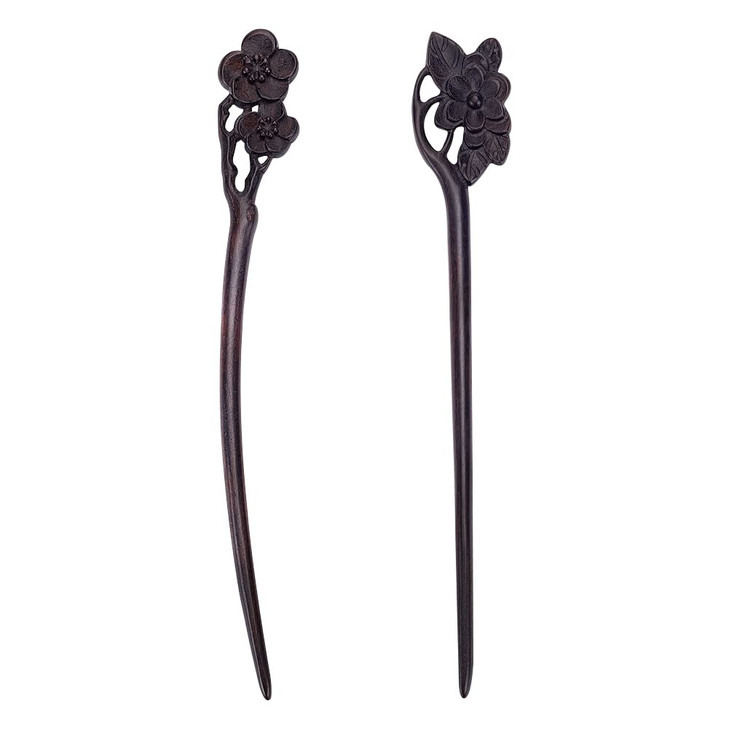 WEBEEDY 2 PCS Wooden Hair Stick for Buns Handmade Carved Hairpin Hair Fork Vintage Chinese Hair Chopsticks for Women Lon