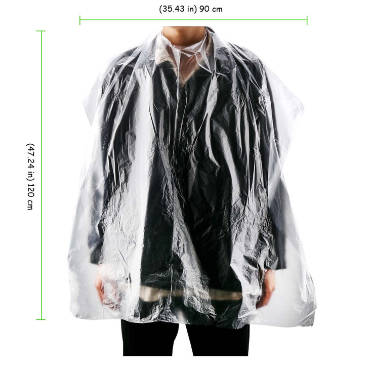 TAICHEUT 400 Pcs 35 x 47 Inch Disposable Clear Plastic Hair Salon Capes Waterproof Barber Capes for Barbershop and Salon