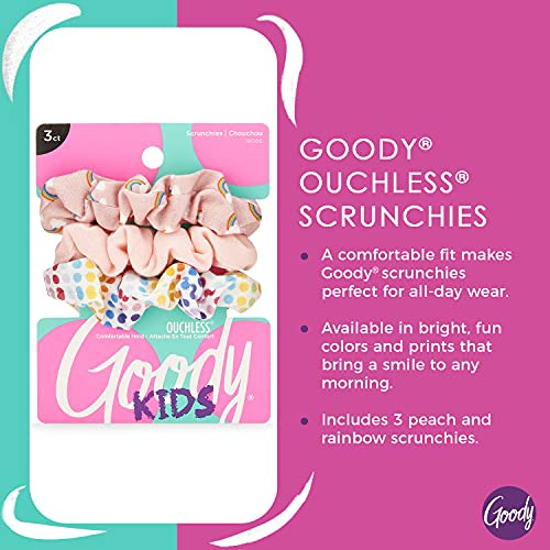 Goody Ouchless Hair Scrunchie 3 Count Rainbow Peach Secure Styling Accessories for All Hair Types PainFree and Easy to U