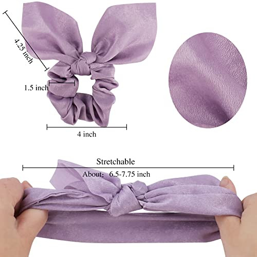 ACOUINT 20 Pack Satin Scrunchies for Thick Hair Hair Ties with Bow for Womens Hair Bunny Ear Scrunchies Hair Accessories