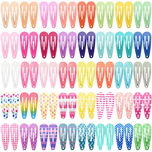 Toddler Hair Clips Funtopia 80 Pcs 12 Inch 3cm Cute Mini Snap Hair Clips for Baby Girls Kids Colorful Small Snap Barrett