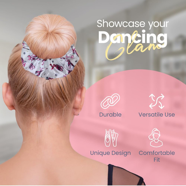 Girls Dance Scrunchie Premium Velvet Elastic Hair Accessories Ballet Slippers Gift for Dancers and Teens
