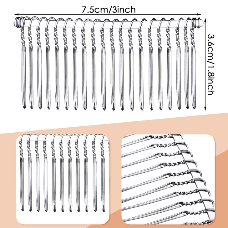 5 Pieces Hair Combs for Women Accessories Metal Bridal Hair Comb 20 Teeth Wedding Veil Comb Decorative for Women Fine Ha