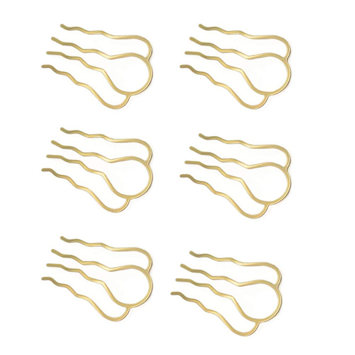 6 Pieces 4 Teeth Hair Combs Pins Brass Hair Fork Clips Hair Bun Plug Holder Hair Sides Comb Clip Hair Comb Clips Bridal