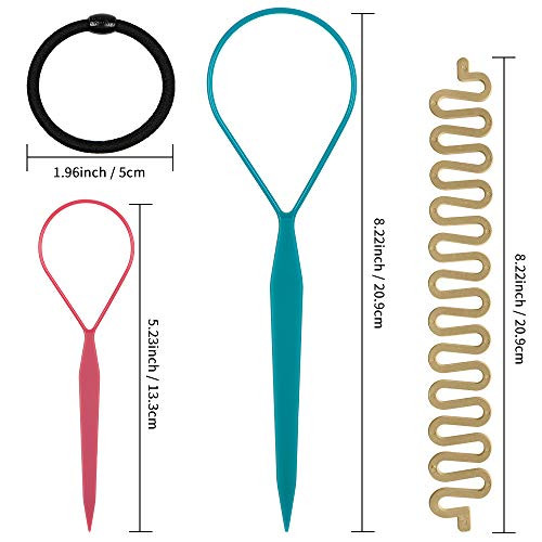TsMADDTs Hair Braiding Tools Hair Styling Kit with Topsy Tail Tools and French Braiders for Ponytail