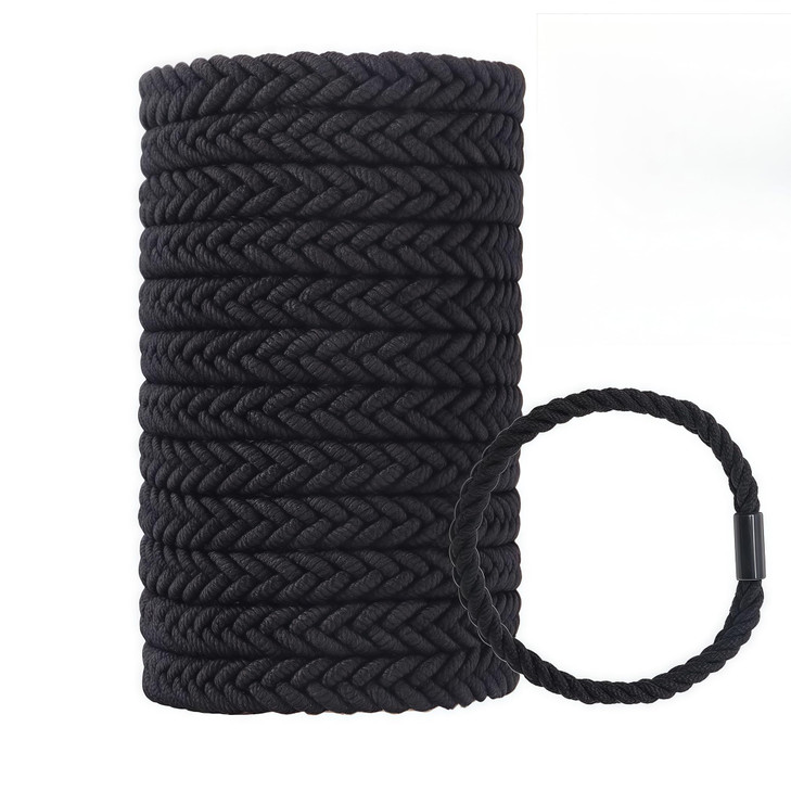 Large Braided Mens Hair Ties Man Hair bands for Longhairs Men Bun Black Pony Tails Ties for WomenGuys Bracelet Hair TieF