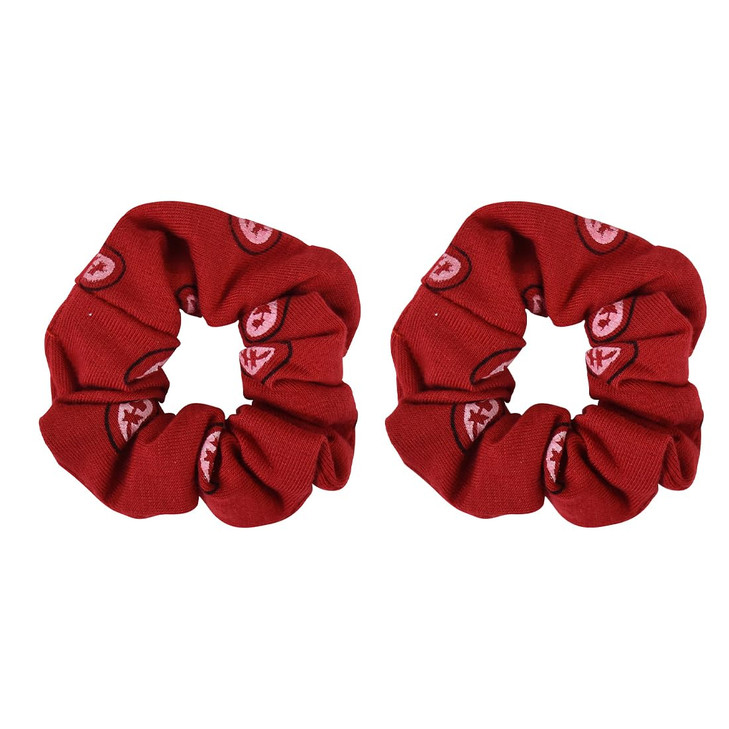 Bandana Scrunchies Cotton Hair Bobble Set of 2 Red