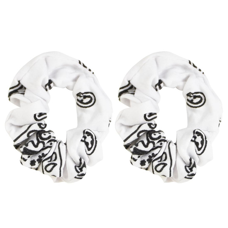 Bandana Scrunchies Cotton Hair Bobble Set of 2 White
