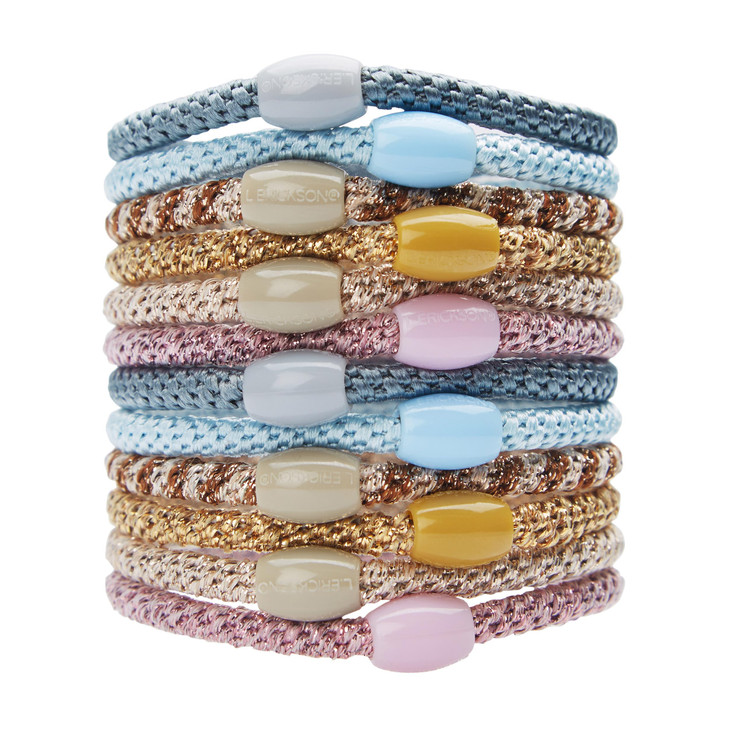 L Erickson Pink and Blue Hair Ties for Thin Hair Narrow Grab Go Ponytail Holders 12 Pack Ballerina Thin NoCrease Bands w