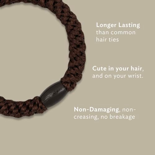 Gold Hair Ties for Thick Hair Grab Go Ponytail Holders 8 Pack Metallic Beige Thick NoCrease Bands with Strong Hold and D