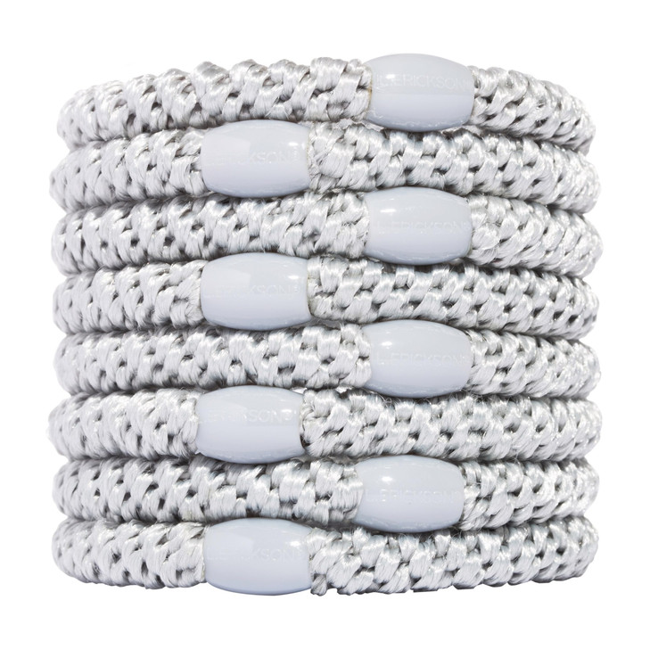 L Erickson Silver Hair Ties for Thick Hair Grab Go Ponytail Holders 8 Pack Thick NoCrease Bands with Strong Hold DamageF