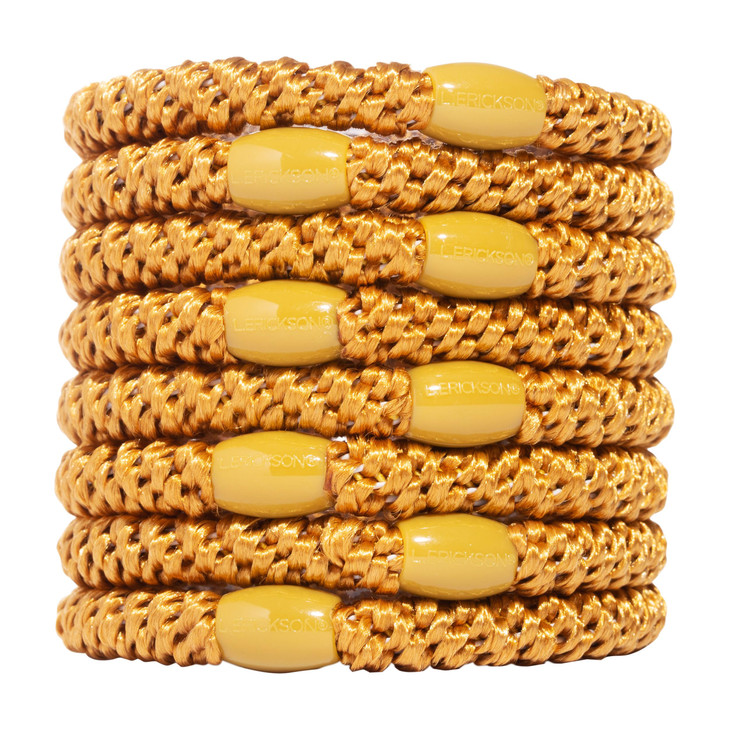 L Erickson Gold Hair Ties for Thick Hair Grab Go Ponytail Holders 8 Pack Metallic Thick NoCrease Bands with Strong Hold
