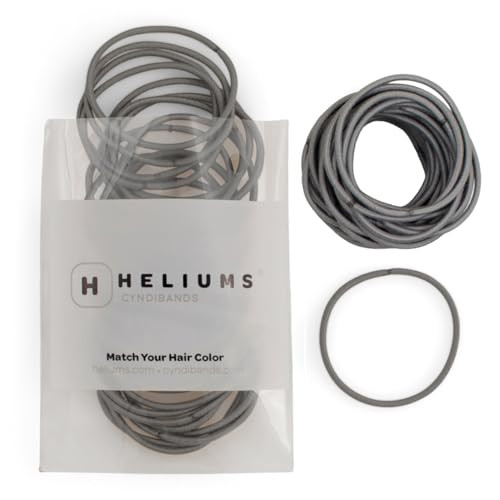 Heliums Thin Hair Elastics Gray 2mm Ties for Thin Hair 175 Inch Medium Hold No Damage Ponytail Holders 40 Count