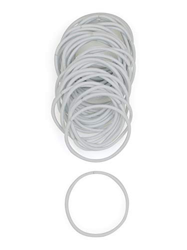 Heliums Thin Hair Elastics White 2mm Ties for Thin Hair 175 Inch Medium Hold No Damage Ponytail Holders 40 Count