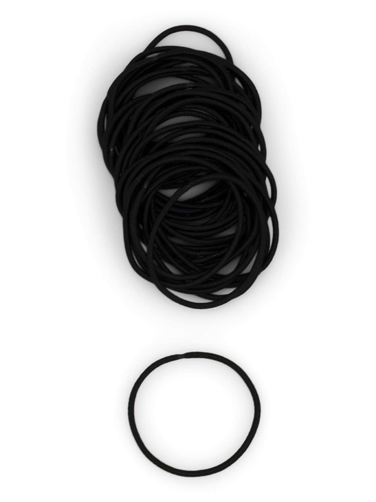 Heliums Thin Hair Elastics Black 2mm Ties for Thin Hair 175 Inch Medium Hold No Damage Ponytail Holders 40 Count