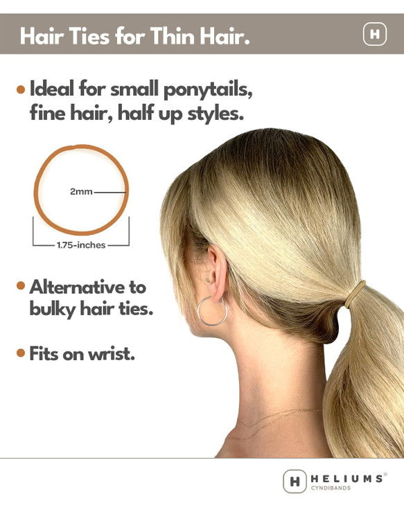Heliums Thin Hair Elastics Light Blonde 2mm Ties for Thin Hair 175 Inch Medium Hold No Damage Ponytail Holders 40 Count