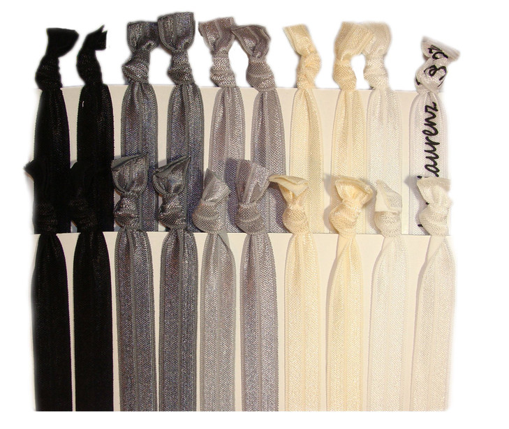 Kenz Laurenz Hair Ties Ponytail Holders 20 Pack Black Ombre No Crease Ouchless Elastic Styling Accessories Pony Tail Hol