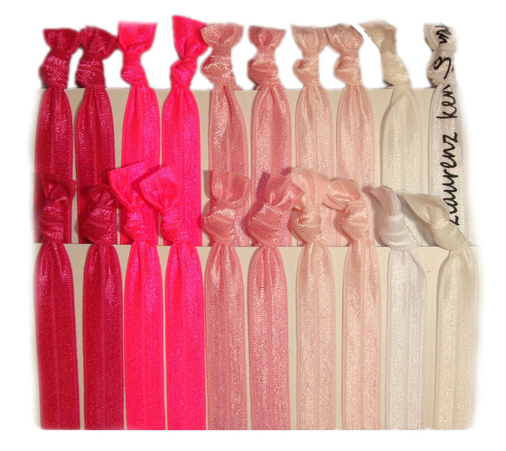 Kenz Laurenz Hair Ties Ponytail Holders 20 Pack Pink Ombre No Crease Ouchless Elastic Styling Accessories Pony Tail Elas