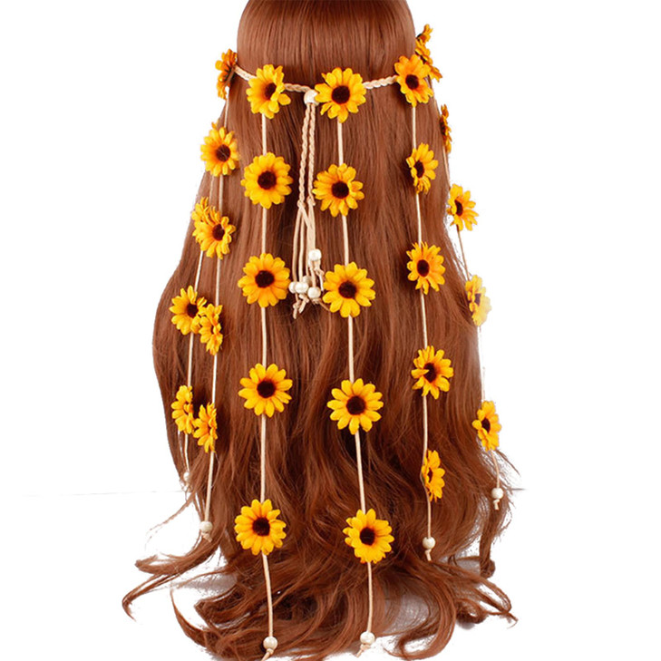 YAXAMING Halloween Sunflower Headband Daisy Flower Hair Bands Hoops Crown Floral Wreath Headpiece Hairband Women Xmas Ha