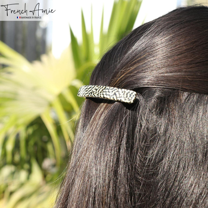 French Amie Small Opera 2 14 inch Celluloid Handmade Automatic Hair Clip Barrette Opera