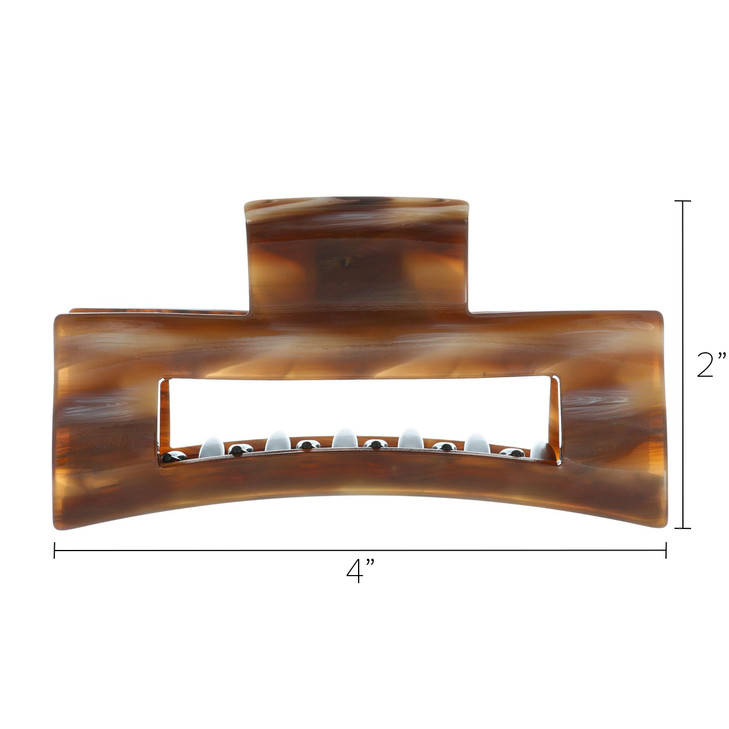 France Luxe Large Cutout Rectangle Claw Clip Caramel Horn