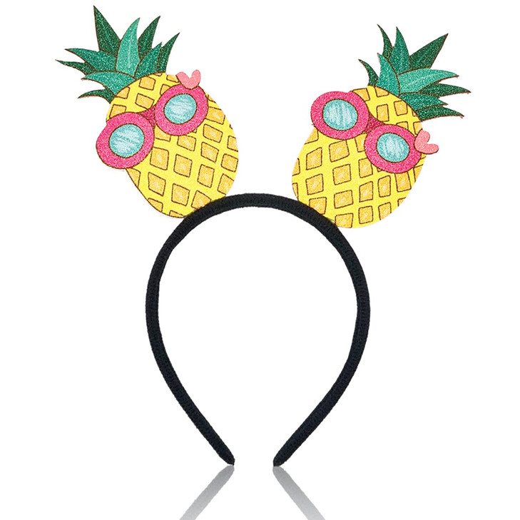 Doneace Hawaiian Party Headband Pineapple Hair Hoop Flowers Head Boppers Headwear Tropical Party Decorations Aloha Party