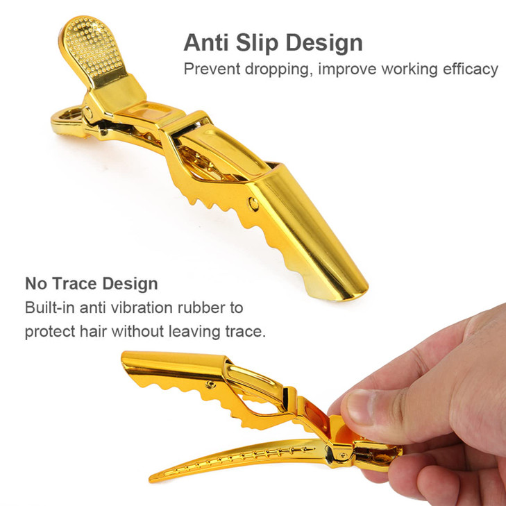 Premium Hair Clips 12 Pack Large Croc Clips for Thick Hair Styling and Sectioning Gold