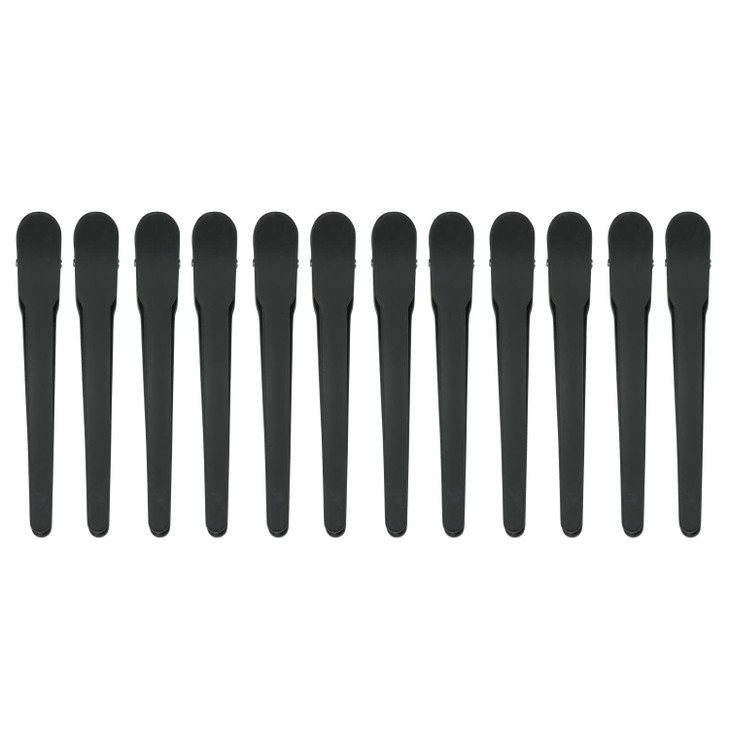 WANBY Hair Clips 12Pcs Black Durability Big Bite Alligator Clip Set Professional Plastic Hair Clips for Easy Styling and