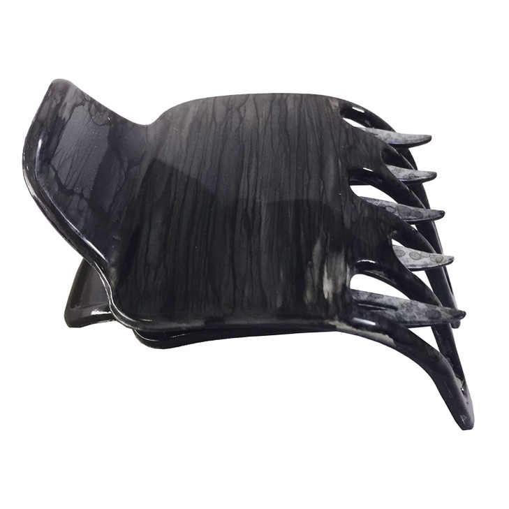 Parcelona French Paw Grey Black Streaks Wide Side Slide In Jaw Yoga Hair Claw Clip Grey Black Streaks