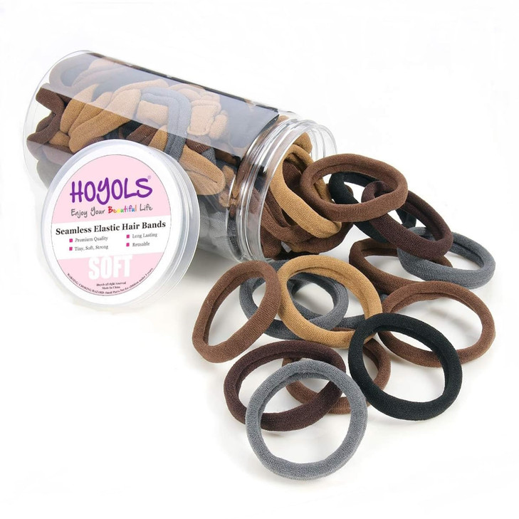 HOYOLS 100pcs Soft Hair Ties no Damage Seamless Soft Thick Ponytail Holder Scrunchies Head Bands No Crease for Women Gir