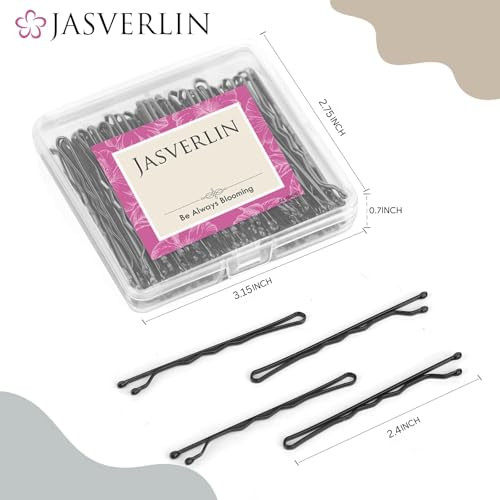 JASVERLIN 2 38 inch Large Hair Bobby Pins Black for Women Girls Decorative Slideproof Firm Hold Big Bobbie Hair Clips Ac
